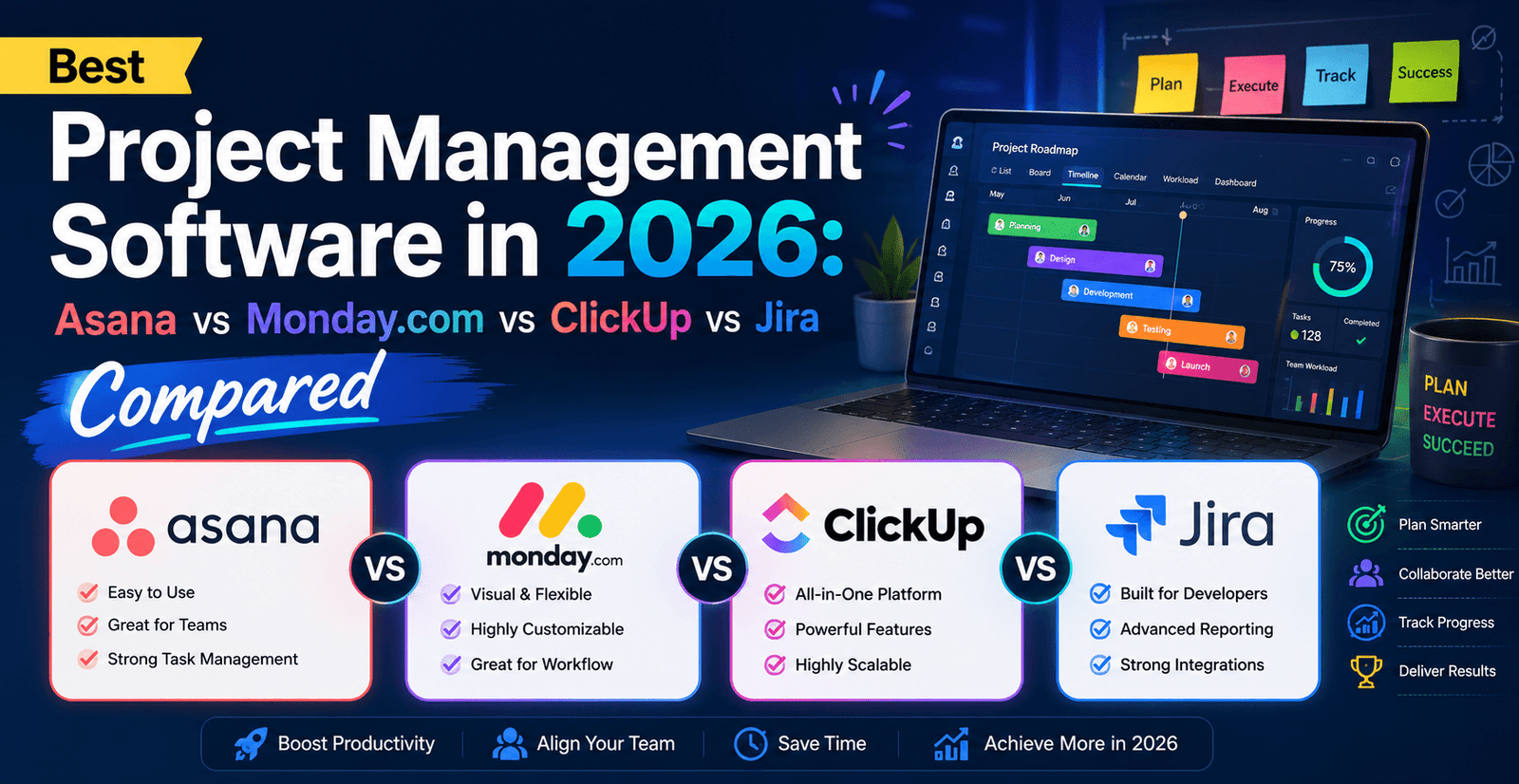 Best Project Management Software in 2026: Asana vs Monday.com vs ClickUp vs Jira Compared
